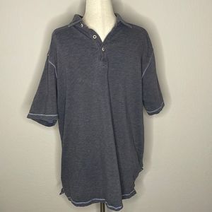 ROWM men’s cotton short sleeve heathered blue/gray golf shirt